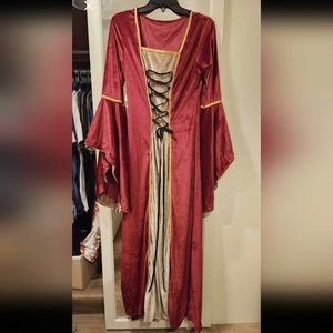 Medieval Womens Costume Cosplay in Red Wine